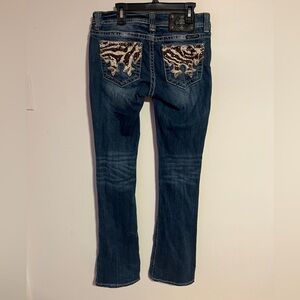 Miss Me dark wash bootcut jeans with embroidered details